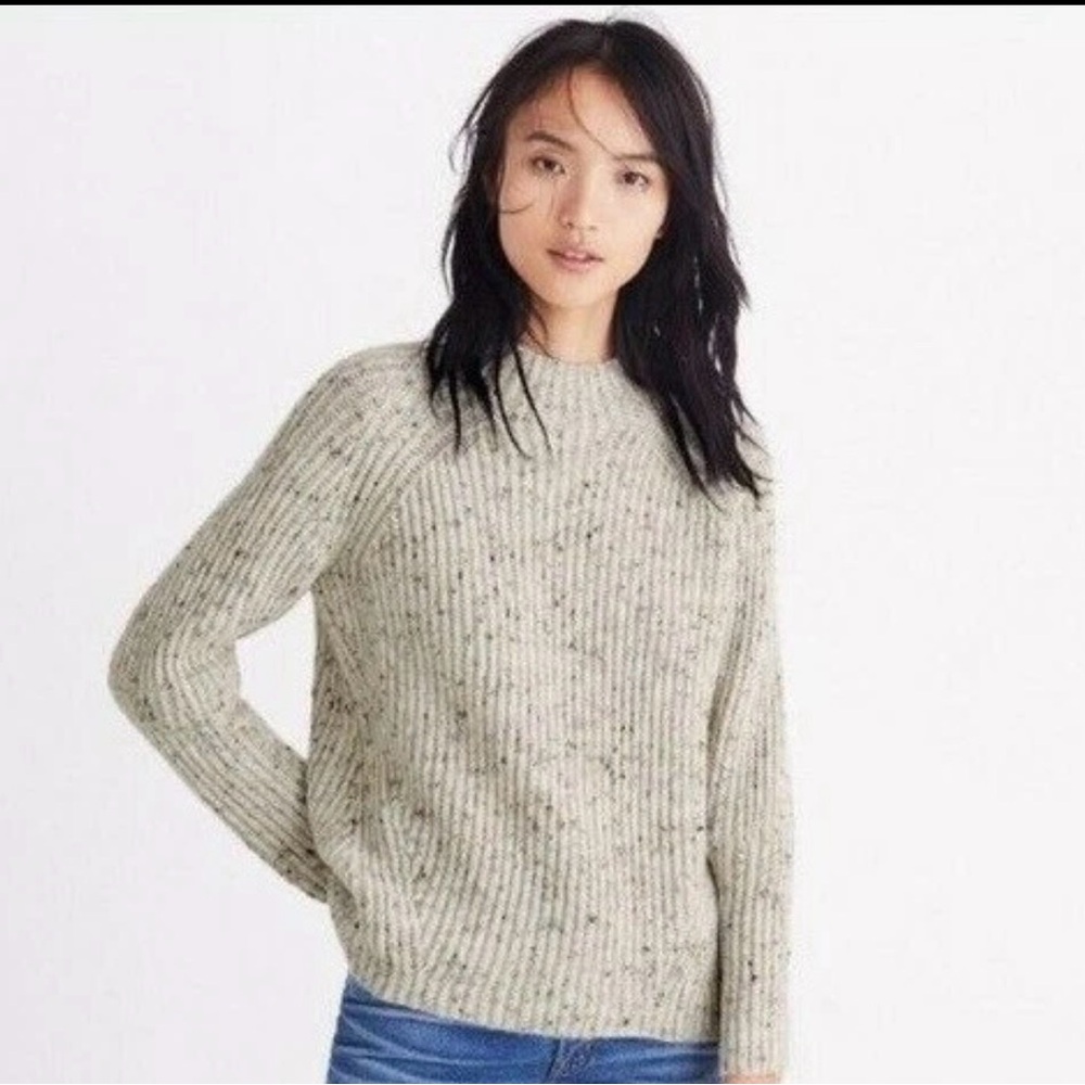 MADEWELL $100+ Northfield Mockneck Sweater Small Dot Gray | Fall Winter Classic
